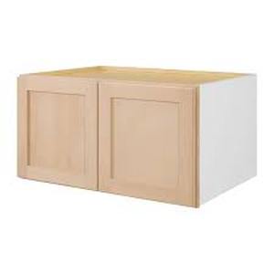 lot 8 image: Hampton Bay 33 in. W x 24 in. D x 18 in. H Ready to Assemble Wall Bridge Kitchen Cabinet in Unfinished with CLICKREADY Technology   Customer Returns See Pictures