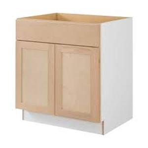 lot 17 image: Hampton Bay 30 in. W x 24 in. D x 34.5 in. H Ready to Assemble Base Kitchen Cabinet in Unfinished with CLICKREADY Technology  Customer Returns See Pictures