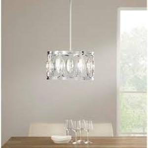 lot 19 image: Home Decorators Collection Westchester 4-Light Polished Chrome Round Drum Pendant Light Customer Returns See Pictures