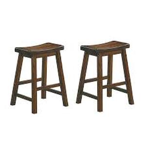 lot 30 image: Lazzara Nisky 17 in. Cherry Finish Solid Wood Dining Stool with Wood Seat (Set of 2)   Customer Returns See Pictures