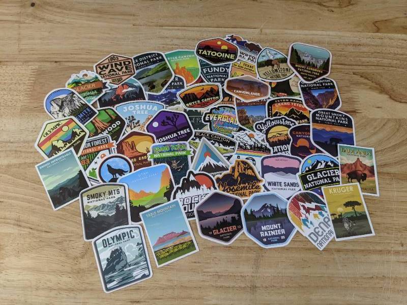 lot 1002 image: 50 New National Park Theme Aesthetic Stickers for Water Bottles, Laptops, Scrapbook Etc E