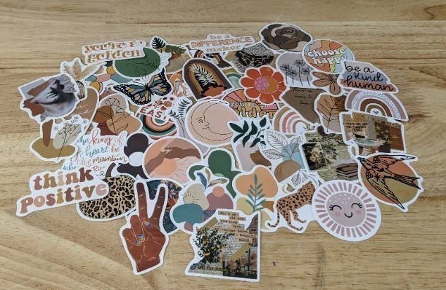 lot 63E image: 50 New Boho Aesthetic Stickers for Water Bottles, Laptops, Scrapbooking Etc. E