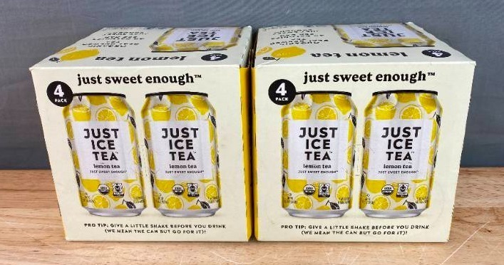 lot 53C image: 2 Cases of Brand New JUST ICE TEA Lemon Black Tea - 4pk12 fl oz Cans N