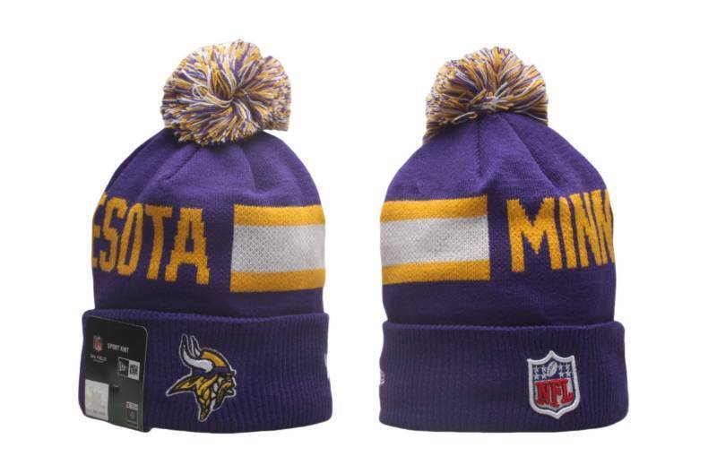 lot 11A image: Brand New Minnesota Vikings New Era Embroidered NFL Football Beanie Winter Adult Hat O