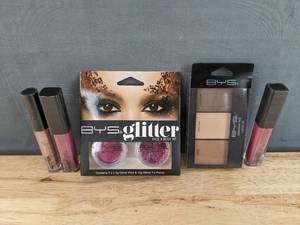 lot 60D image: Brand New BYS Makeup Glitter Lipgloss, Face and Body Glitter, Contour Trio and More N