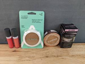 lot 153D image: Brand New Makeup Almay Pressed Powder, Almay Liquid Lip Balm, LOreal Foundation & StyleWurks Primer N