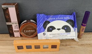 lot 71D image: Brand New Maybelline New York Perfector 4-in-1 Whipped Matte Makeup, LOreal Cushion Foundation, C-Color Sweet Sensation Eye & Lip Palette, Detoxifying Facial Wipes and Stay Matte Concealer N