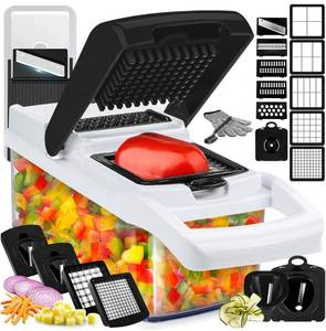 lot 94 image: Brand New 25-in-1 Vegetable Chopper & Mandoline Slicer  Food Chopper with Container & Veggie Spiralizer $36.85 Retail B