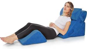 lot 70 image: Brand New AllSett Health 4 PC Bed Wedge Pillows Set Navy $109.99 Retail B