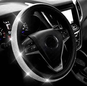 lot 96 image: Brand New ChuLian New Diamond Leather Steering Wheel Cover with Bling Bling Crystal Rhinestones Universal $35.57 Retail B