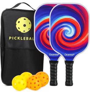 lot 56 image: Brand New Pickleball Gifts Set 2 Professional-Grade Paddles with Non-Slip Grip Beginner-Friendly Ages 4 Shock-Absorbent Pickle Ball for IndoorOutdoor Use Portable Pickleball Bag B