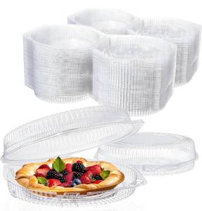 lot 63 image: 100 Pcs Brand New Soaoo 9 Plastic Disposable Pie Containers with Hinged Locking Lids $59.99 Retail B