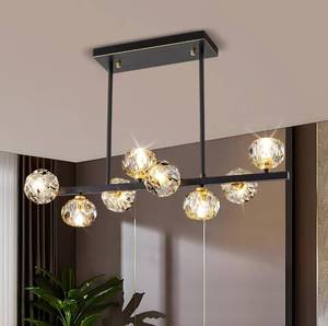 lot 76 image: Brand New Modern Crystal Chandelier Dining Room Light fixtures Black Chandeliers with Crystal Ball Shade 8-Lights Industrial Globe Hanging Pendant Lighting for Kitchen Island, Living Room, Dining Room $199.99 Retail B