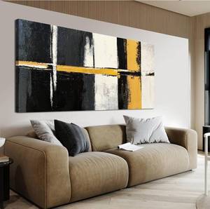 lot 80 image: New Canvas Wall Art Dcor Wall Art Pictures for Living Room Abstract Art Work Black and White Wall Art Dcor Modern Black Yellow Abstract Wall Art Prints For Bedroom Office Kitchen Home Wall Dcor 20x40 $58.99 Retail B