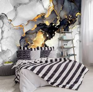 lot 124 image: New Grey and White Marbled Fabric Wallpaper 160x108 $119.99 Retail N