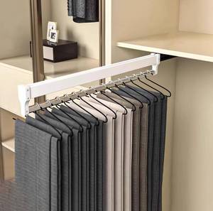 lot 125 image: Brand New ZandN Closet Clothes Hanger Rail, Pull-Out Closet Rod, White, 60cm23.62in $63.99 Retail N