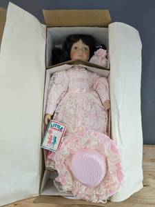 lot 139 image: New Little Companion Collection Porcelain Doll with Stand B