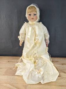 lot 131 image: New Christening Porcelain Doll B