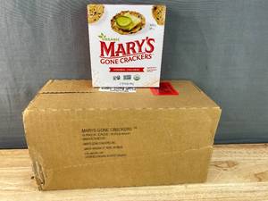 lot 132 image: Pack of 6 Brand New Marys Gone Crackers Original Gluten Free Organic Brown Rice, Flax & Sesame Seeds 6.5 oz Cracker Boxes $32 Retail N