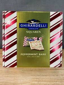 lot 36A image: New 60 Pieces Ghirardelli Chocolate Peppermint Bark Squares Box N