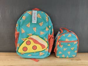 lot 68A image: Brand New Cat & Jack Pizza Print Backpack & Lunch Tote N