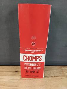 lot 54A image: Brand New Chomps Grass-Fed and Finished Original Beef Jerky Snack Sticks 24-Pack N