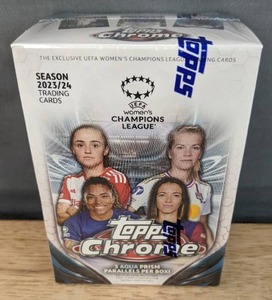 lot 32A image: Brand New 2023-24 Topps Chrome UEFA Womens Champions League Soccer 28 Card Box N