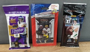 lot 4A image: 2 Brand New Factory Sealed Pro Picks & 1 Card Pack, 2024 Panini Prestige NFL Football 30 Card Pack and 2024 Donruss NFL Football 30 Card Pack N