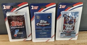 lot 55A image: 3 Brand New Factory Sealed Topps MLB Baseball Packages with 2 Packs Each N