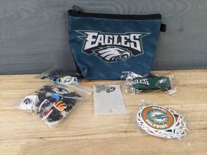 lot 88A image: Brand New NFL Football Items - Lanyard, Stickers, Necklace, Croc Charms, Bracelet and Coin Bag N