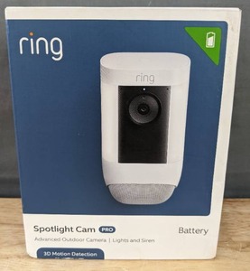 Brand New Ring Spotlight Cam Pro, Battery, 3D Motion Detection, Two-Way Talk with Audio+, and Dual-Band Wifi (2022 release) - White Camera $229.99 Retail *N