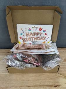 lot 180 image: Brand New Happy Birthday Decorations with Balloons, Light Up Stars, and More N