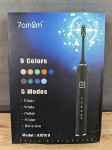 lot 41 image: New 7AM2M Sonic Electric Toothbrush with 6 Brush Heads for Adults & Kids Pink N