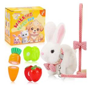 lot 39A image: 4 Brand New Boxes of Poufotte Walking Bunny Plush Toys White $68 Retail N