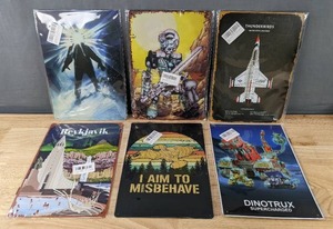 lot 399 image: 6 New 5 x 12 Aluminum Signs Reykjavik Iceland, I aim to Misbehave, Dinotrux Supercharged, Etc. N