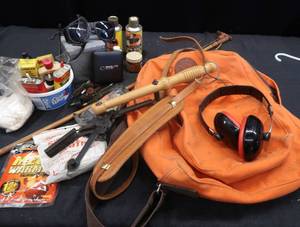 lot 75 image: DULUTH PACK BLAZE ORANGE BACKPACK  GUN CLEANING SUPPLIES AND GOODIES