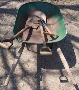 lot 93 image: WHEELBARROW & SHOVELS