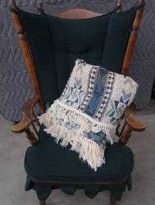 lot 125 image: ROCKING CHAIR AND THROW