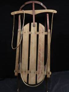 lot 173 image: VINTAGE WOODEN SNOW SLED