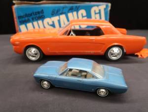 lot 147 image: 1966 FORD MUSTANG MOTORIZED MODEL CAR BY AMF WEN-MAC PARTS CAR PLUS BONUS MODEL CAR