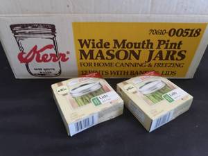 lot 175 image: KERR WIDE MOUTH PINT MASON JARS WITH LIDS
