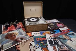 lot 207 image: WEBCOR RECORD PLAYER WITH OVER 15 ALBUMS