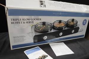 lot 212 image: TRIPLE SLOW COOKER STILL IN BOX