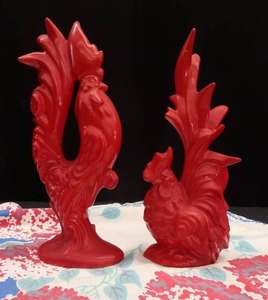 ROOSTER AND HEN STATUETTE, AN ELF SALT SHAKER, AND MORE