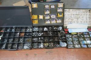 lot 345 image: THREE STEEL CASES FULL OF HARDWARE