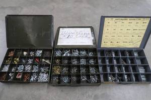 lot 346 image: THREE STEEL CASES FULL OF HARDWARE