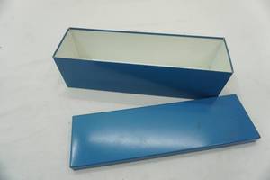 lot 23 image: metal box & lid 13.25x3.75x3.75
