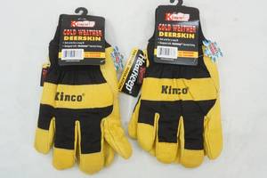 lot 178 image: Kinco Size M Cold Weather Deer Skin Gloves (2 pair) (NEW with Tags)