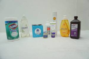 lot 203 image: Dish Soap, Clorox Wipes, Wet Ones, and more