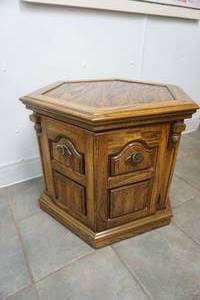 lot 296 image: Oak Hexagon CabinetSide Table
